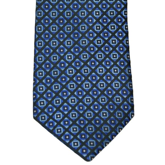 NWT Geoffrey Beene Blue Diamond Grid Tie - Picture 1 of 2